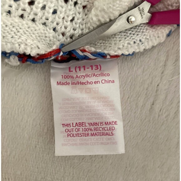 No Boundaries Crop Halter Top LARGE 11-13 Crochet Patriotic USA Red White Blue - Picture 7 of 8